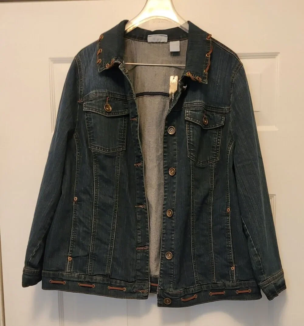 LIZ & ME Denim Long Sleeve Jean Jacket Womens Plus Size 0X